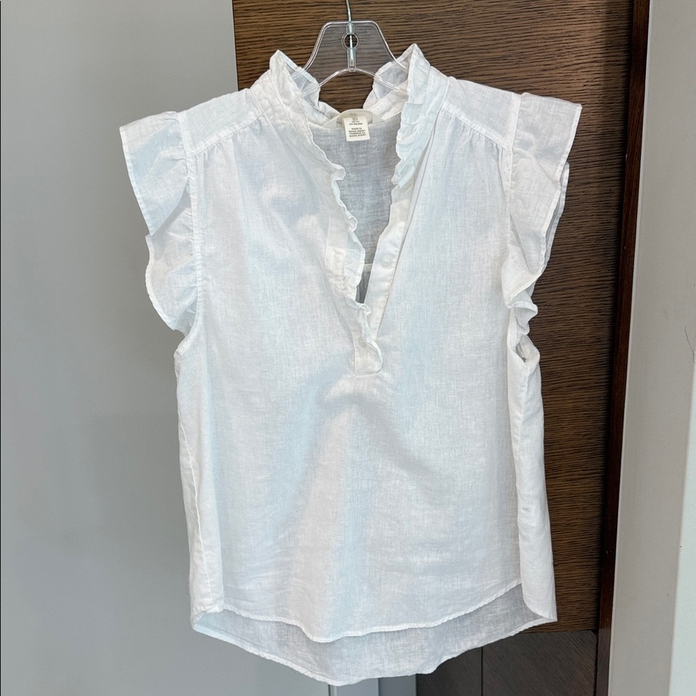 H&M white linen top